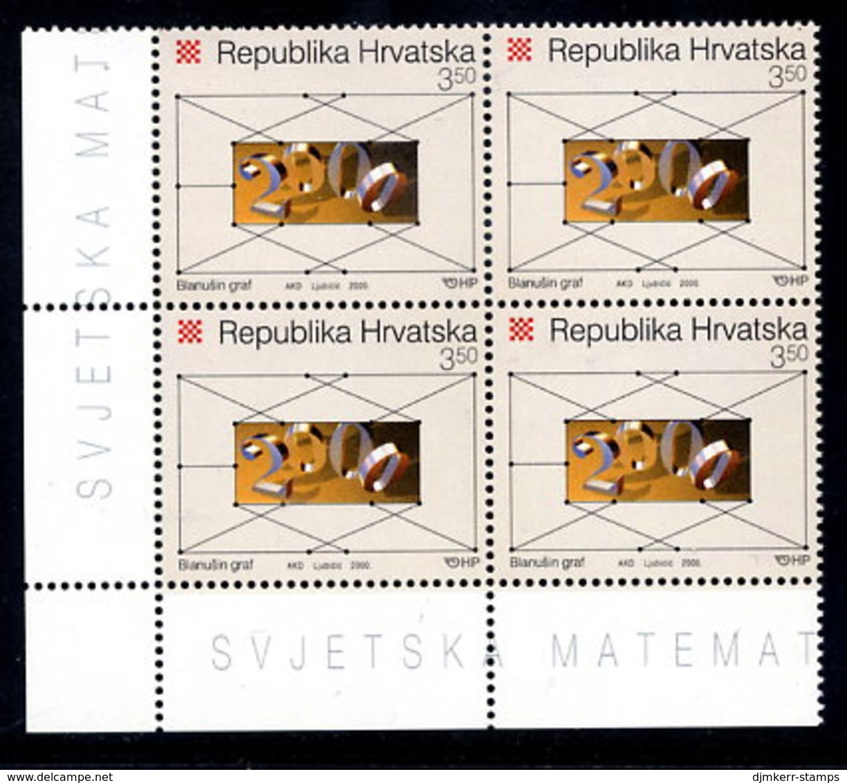 CROATIA 2000 Mathematics Year Block Of 4 MNH / **.  Michel 551 - Croazia