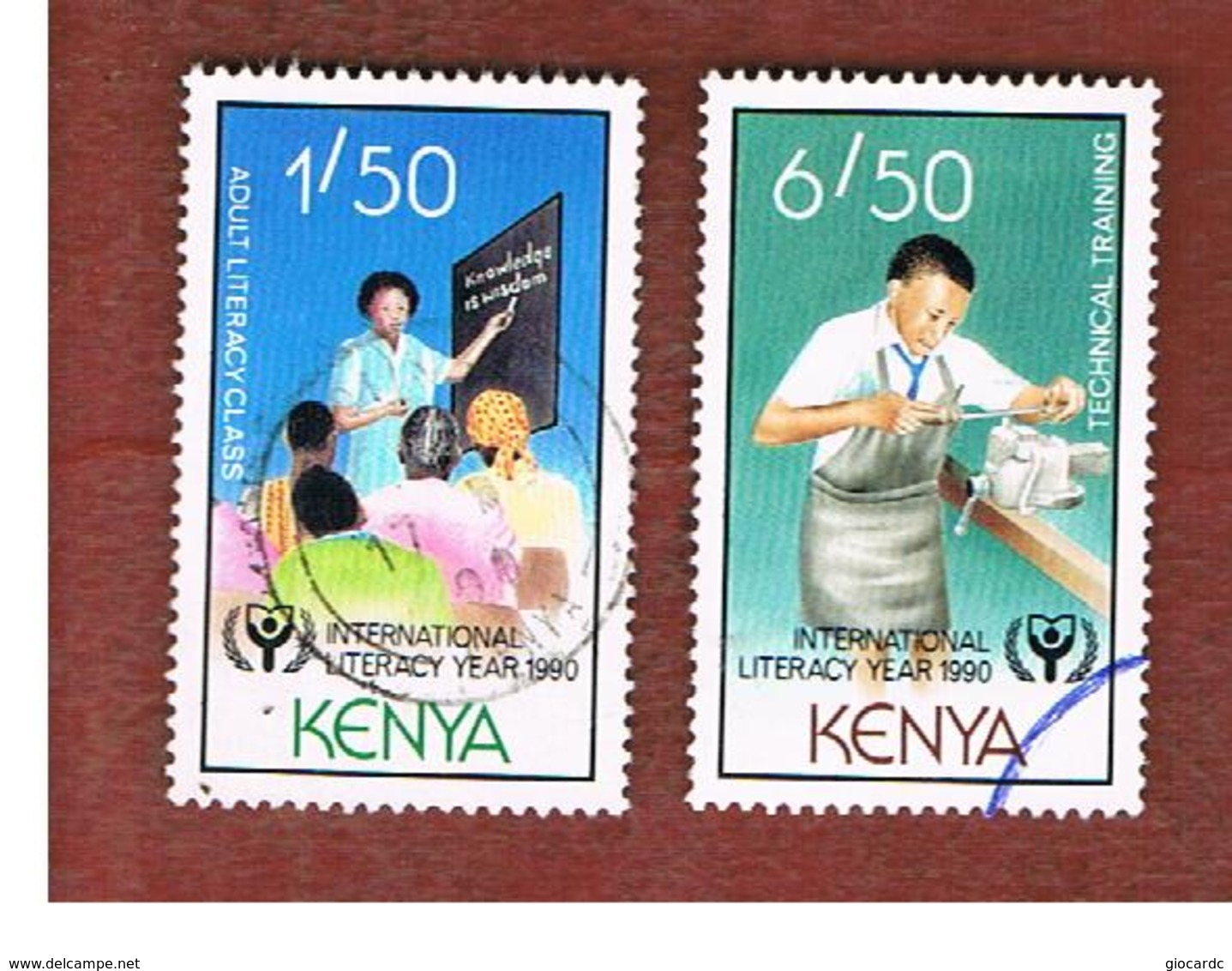 KENYA  -  SG 552.554  -   1990  INT. LITERACE YEAR       -  USED° - Kenia (1963-...)