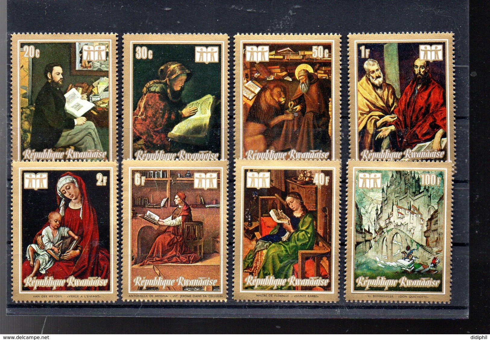 RWANDA 511/518** SUR DES TABLEAUX POUR L ANNEE DU LIVRE - Unused Stamps