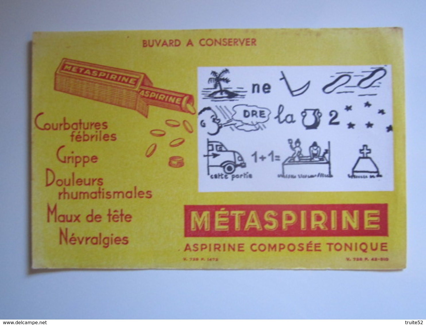 BUVARD : Produit Pharmacie : Metaspirine Aspirine Le Rébus - Droguerías