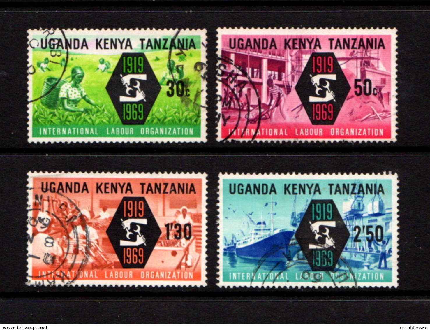 KENYA  UGANDA  TANZANIA    1969    50th  Anniv  Of  Labour  Organization     Set  Of  4    USED - Kenya, Ouganda & Tanzanie