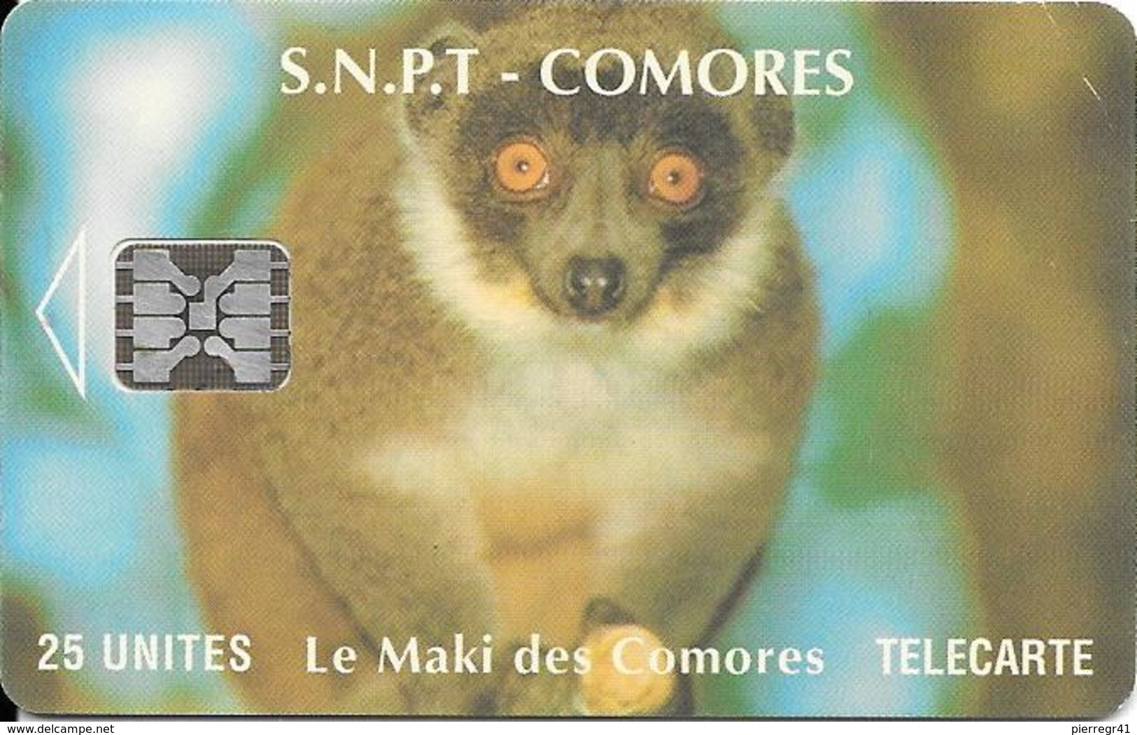 CARTE-PUCE-25U-SC5-SNPT COMORES-MAKI-UTILISE-V°9 N°Rge N° C49100922-UTILISE-TBE-RARE - Comoros