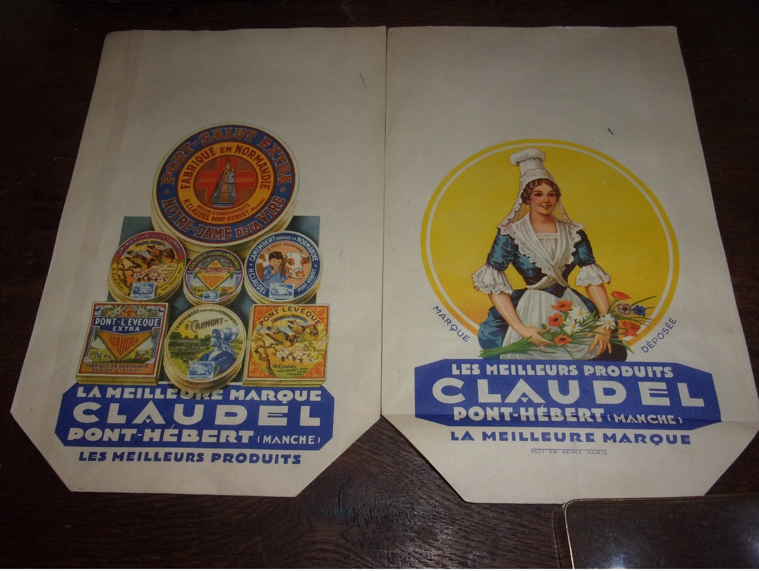 SAC PAPIER PUB CLAUDEL PONT-HEBERT MANCHE FROMAGES CAMEMBERT PARFAIT ETAT - Fromage