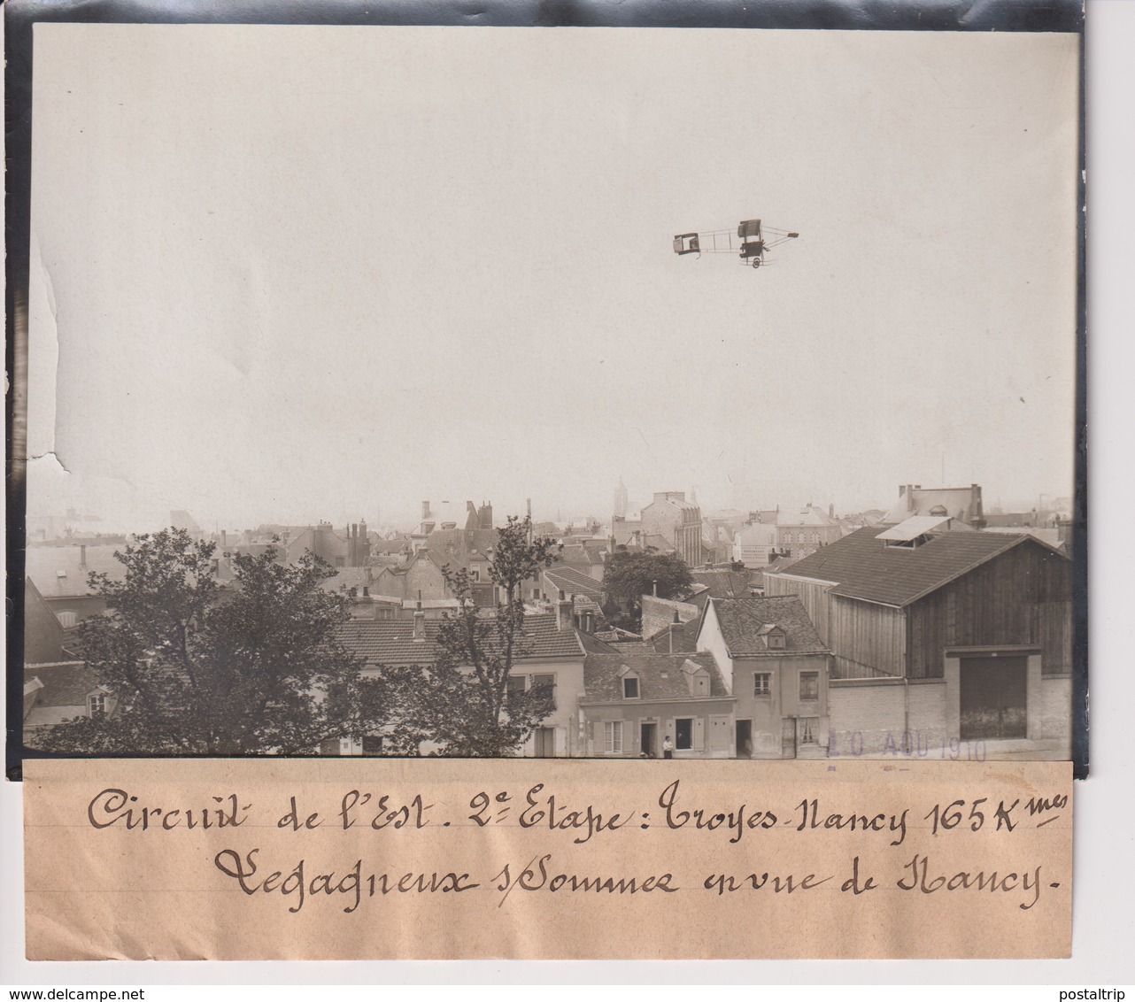 CIRCUIT DE L'EST TROYES  NANCY LEGAGNEUX S SOMMES EN VUE DE NANCY 18*13CM Maurice-Louis BRANGER PARÍS (1874-1950) - Aviación