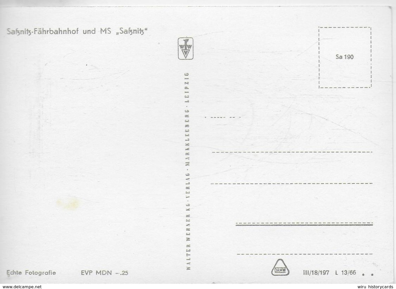 AK 0300  Saßnitz - Fährbahnhof Und MS Saßnitz / Ostalgie , DDR Um 1966 - Fähren