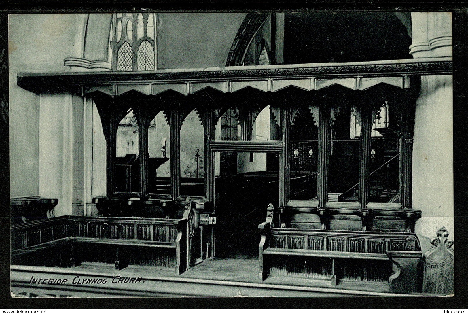 Ref 1321 - Early Postcard - Interior Clynnog Church - Caernarvonshire Wales - Caernarvonshire