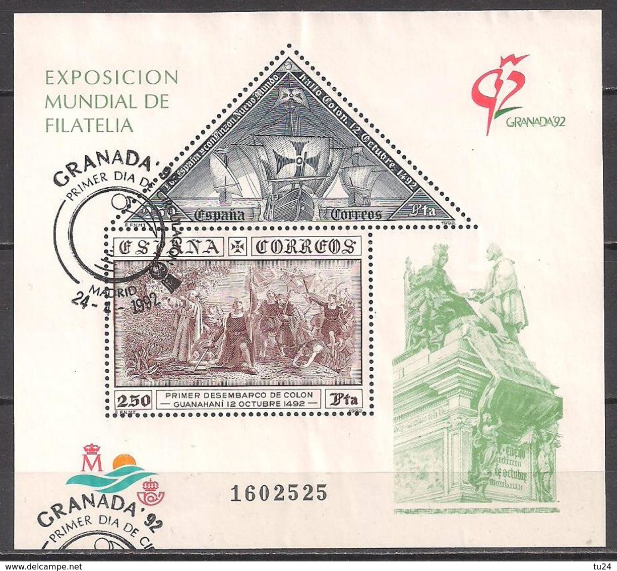 Spanien (1992)  Mi.Nr.  Block 44  Gest. / Used  (3bl-02.15) - Gebraucht