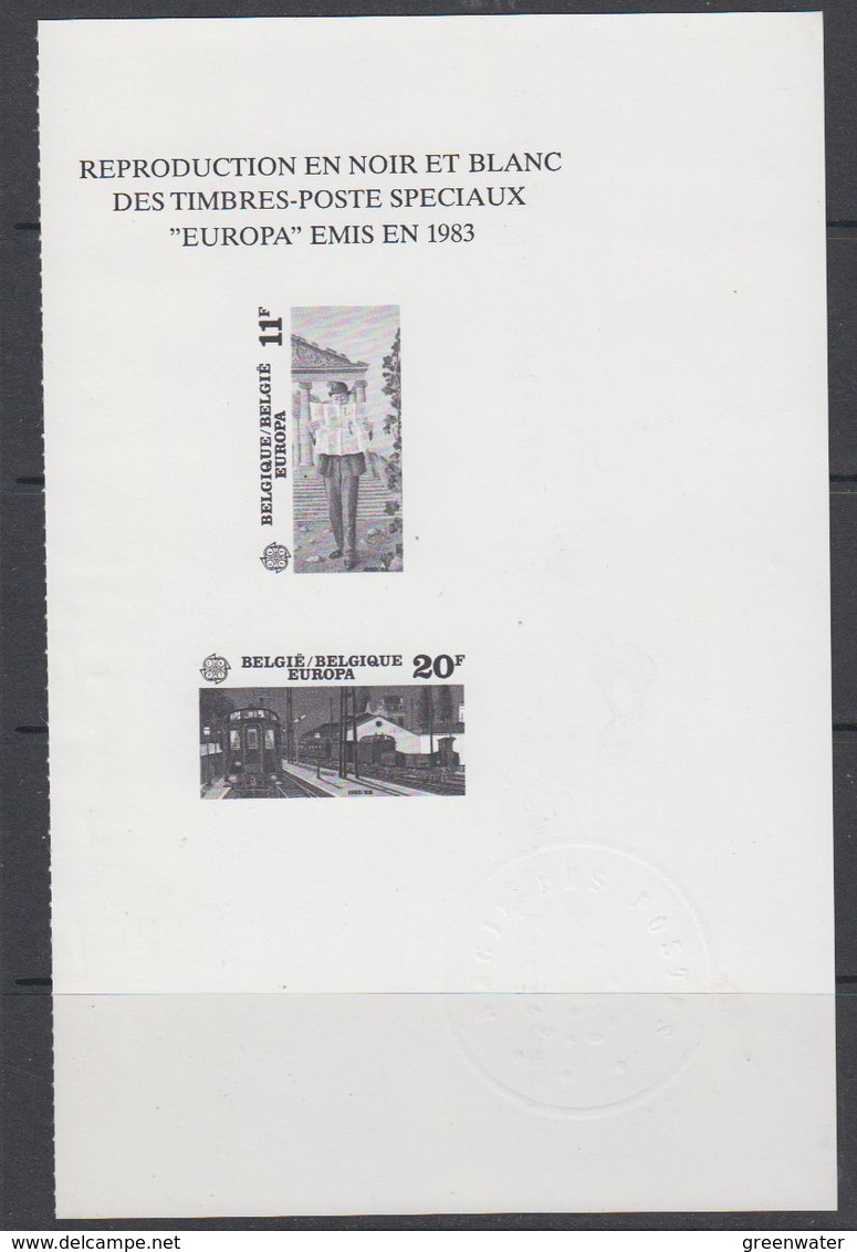 Europa Cept 1983 Belgium 2v Black & White Sheetlet Unused (44202) - 1983