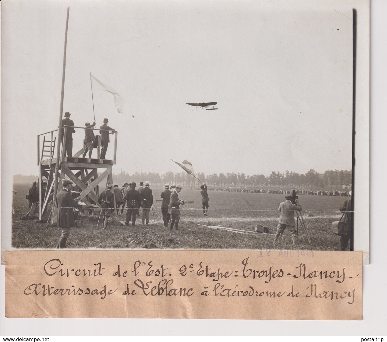 CIRCUIT DE L'EST TROYES NANCY  ATTERRISSAGE DE LEBLANC A L'AERODROME DE 18*13CM Maurice-Louis BRANGER PARÍS (1874-1950) - Aviación