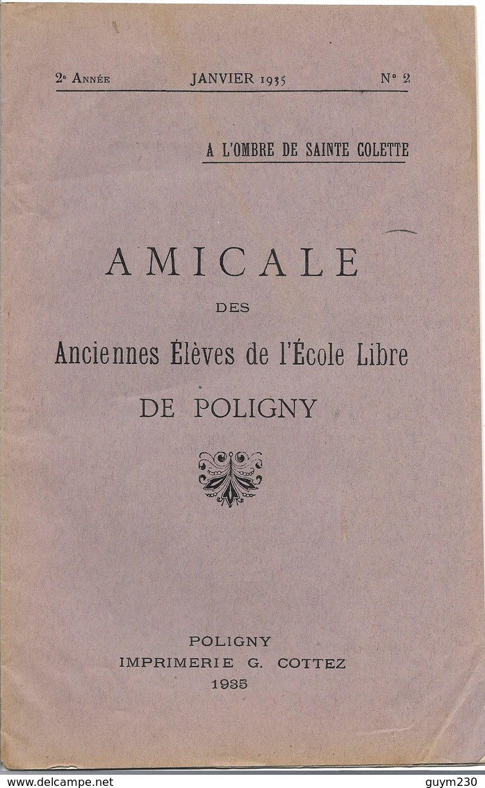 JURA ( 39) - Fascicule " Amicale Des Anciennes Elèves De L'Ecole Libre De Poligny" 1935 - Non Classés