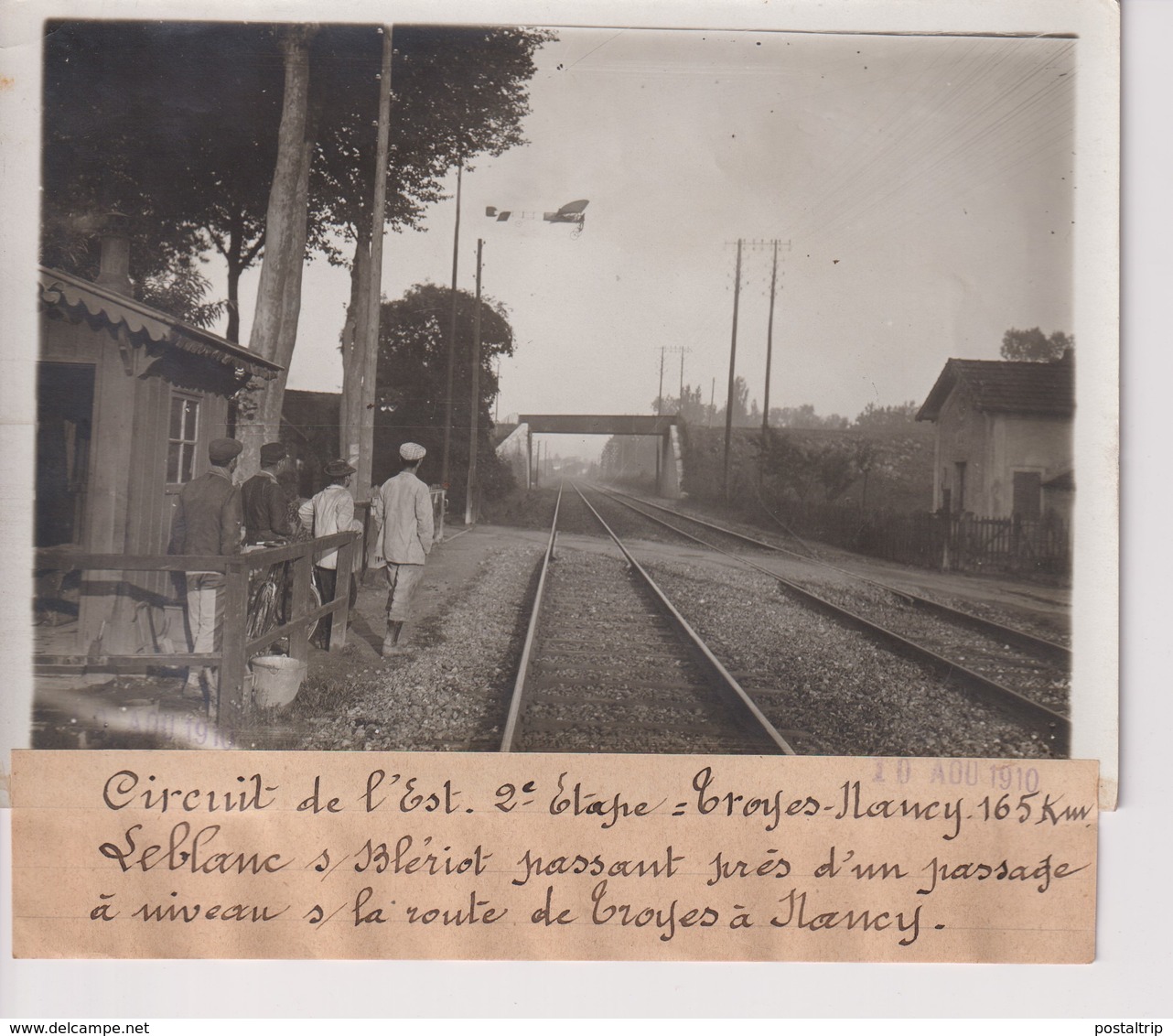 CIRCUIT DE L'EST TROYES NANCY LEBLANC S BLERIOT PASSAGE A NIVEAU  18*13CM Maurice-Louis BRANGER PARÍS (1874-1950) - Aviación