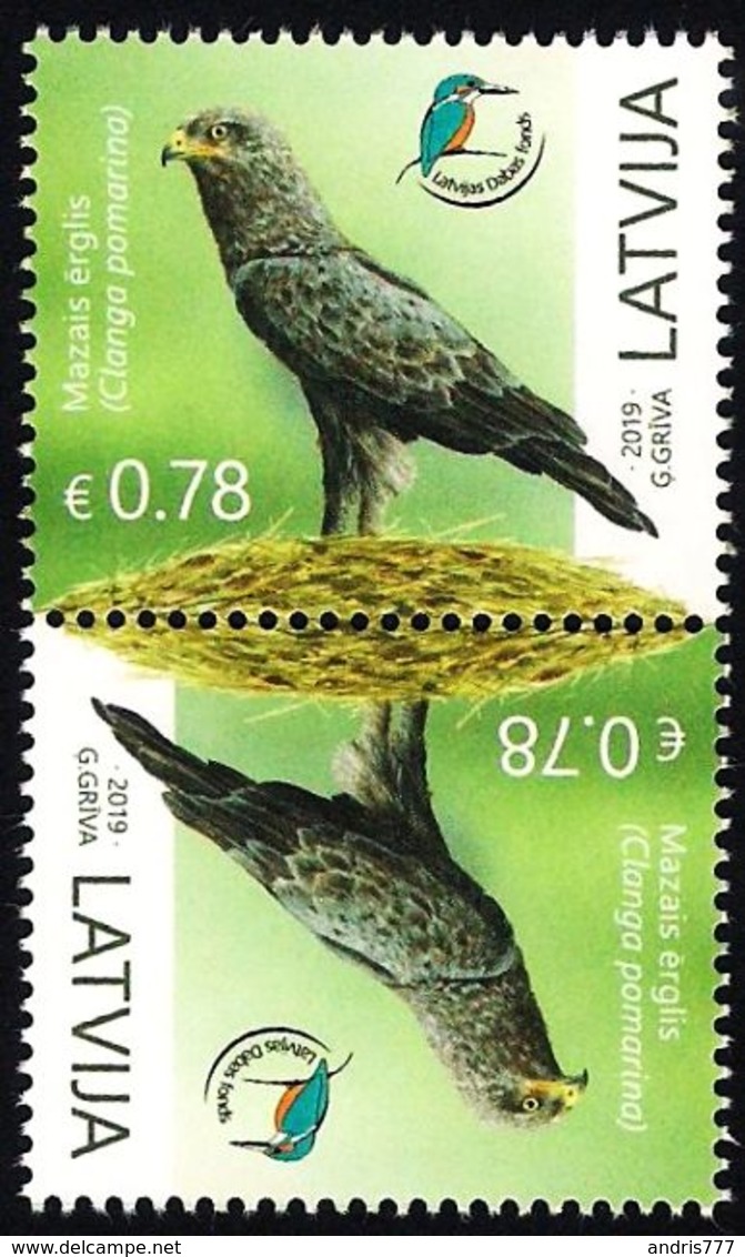 Latvia Lettland Lettonie 2019 (13) Latvian Fund For Nature - Bird - Lesser Spotted Eagle (tete-beche Pair) - Lettland