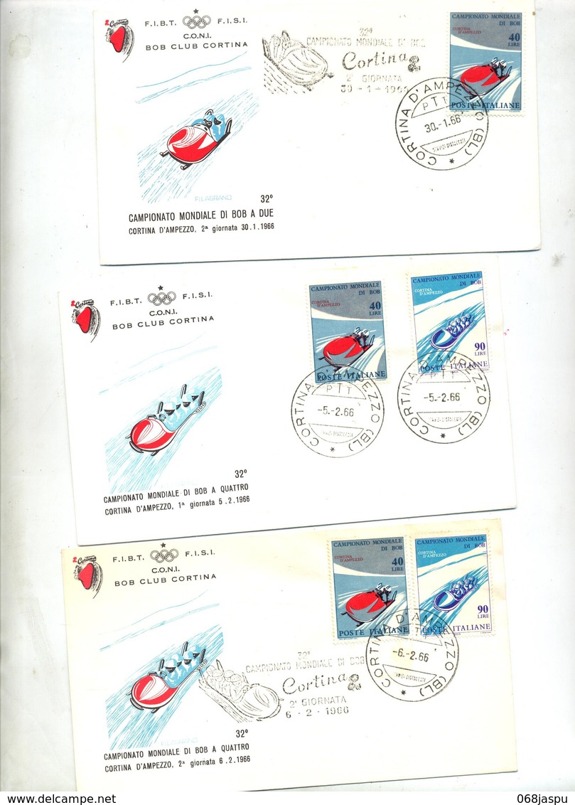 3 Lettre Cachet Cortinachamionnat De Bobsleigh - Máquinas Franqueo (EMA)