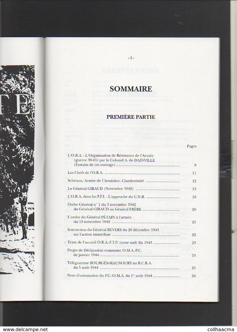 Militaria 1992 Servir Au Corps Franc Pommiès De L'O.R.A.(Organisation De Résistance De L'Armée) Par R.E. Agnès - Français