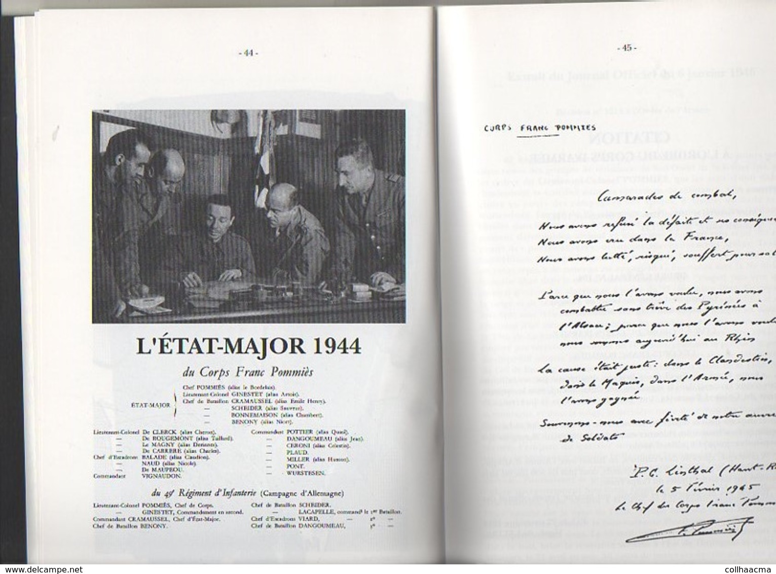 Militaria 1992 Servir au Corps Franc Pommiès de l'O.R.A.(Organisation de Résistance de l'Armée) par R.E. Agnès