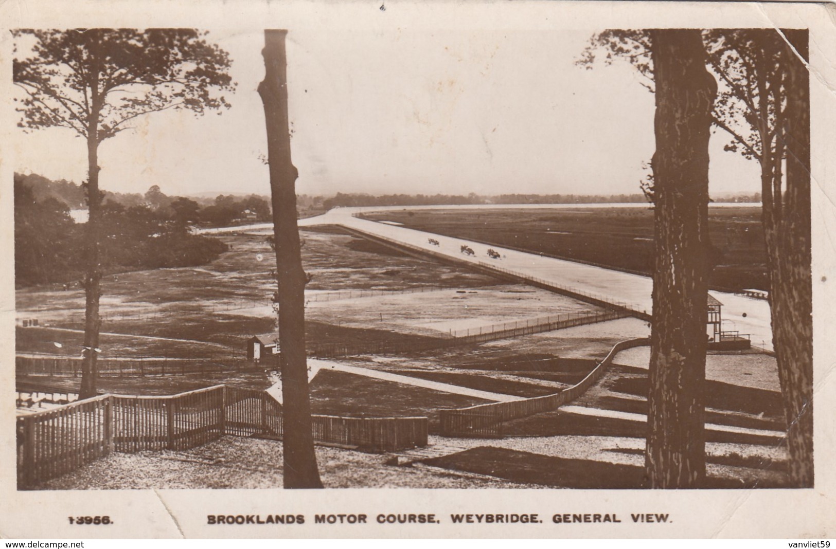 BROOKLANDS MOTOR COURSE-WEYBRIDGE GENERAL VIEW-CARTOLINA VERA FOTOGRAFIA-VIAGGIATA IL 20-10-1916 - Altri & Non Classificati