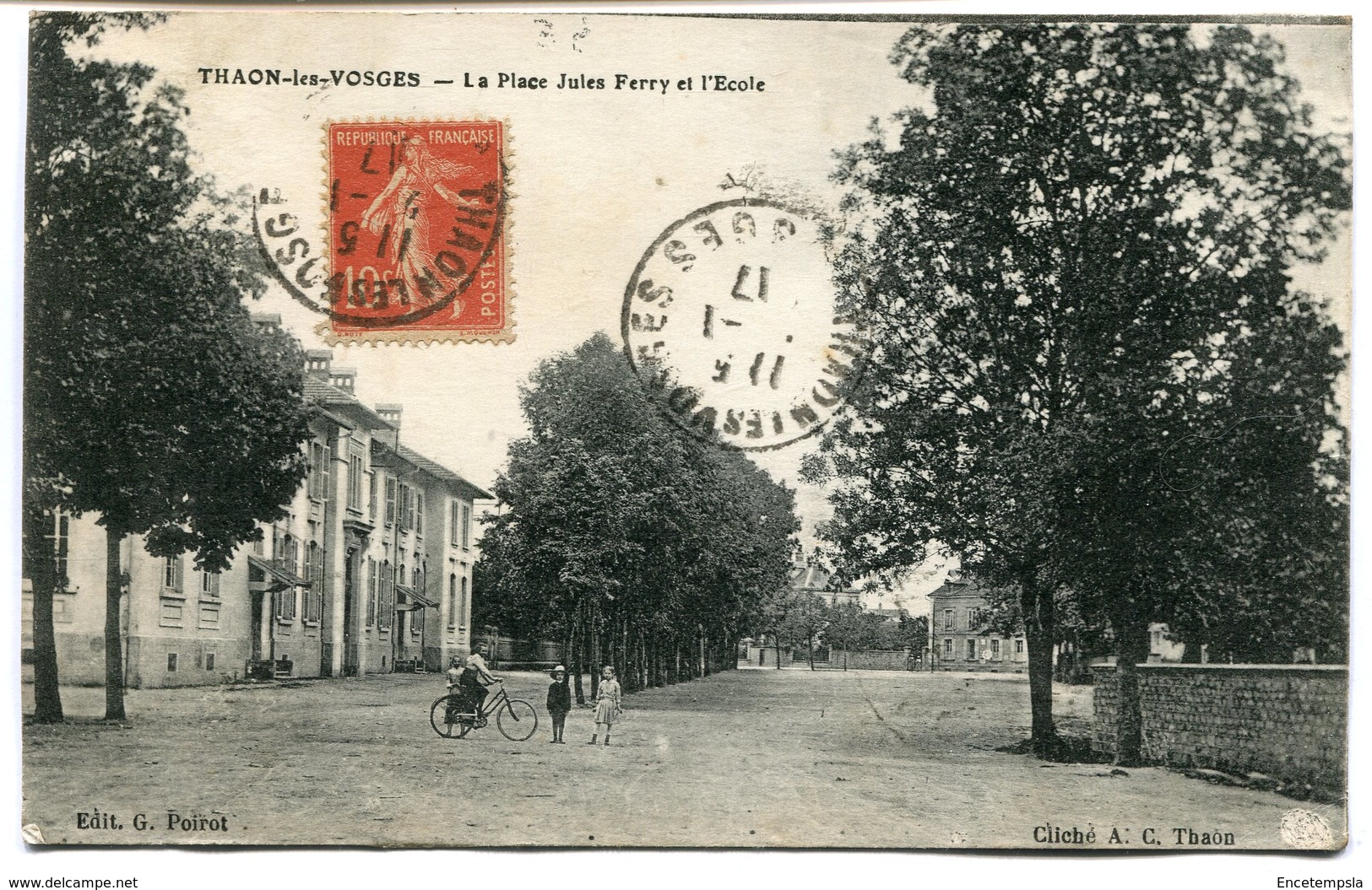 CPA - Carte Postale - France - Thaon Les Vosges - La Place Jules Ferry Et L'Ecole - 1917 (I9668) - Thaon Les Vosges