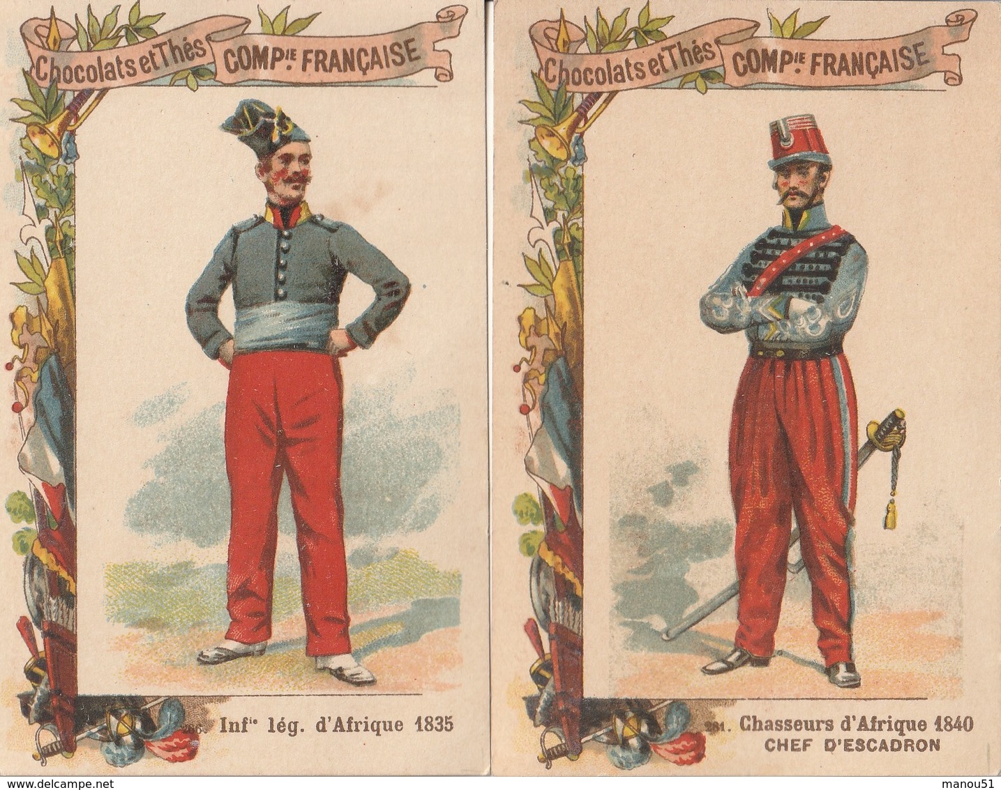 Lot de 37 CHROMOS - Chocolat Compagnie Française - Uniformes