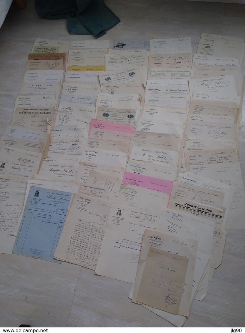 Lot 0,7kg ~ 180 Documents Commerciaux, Factures 1919-23, F-Comté, Alsace.. - 1900 – 1949