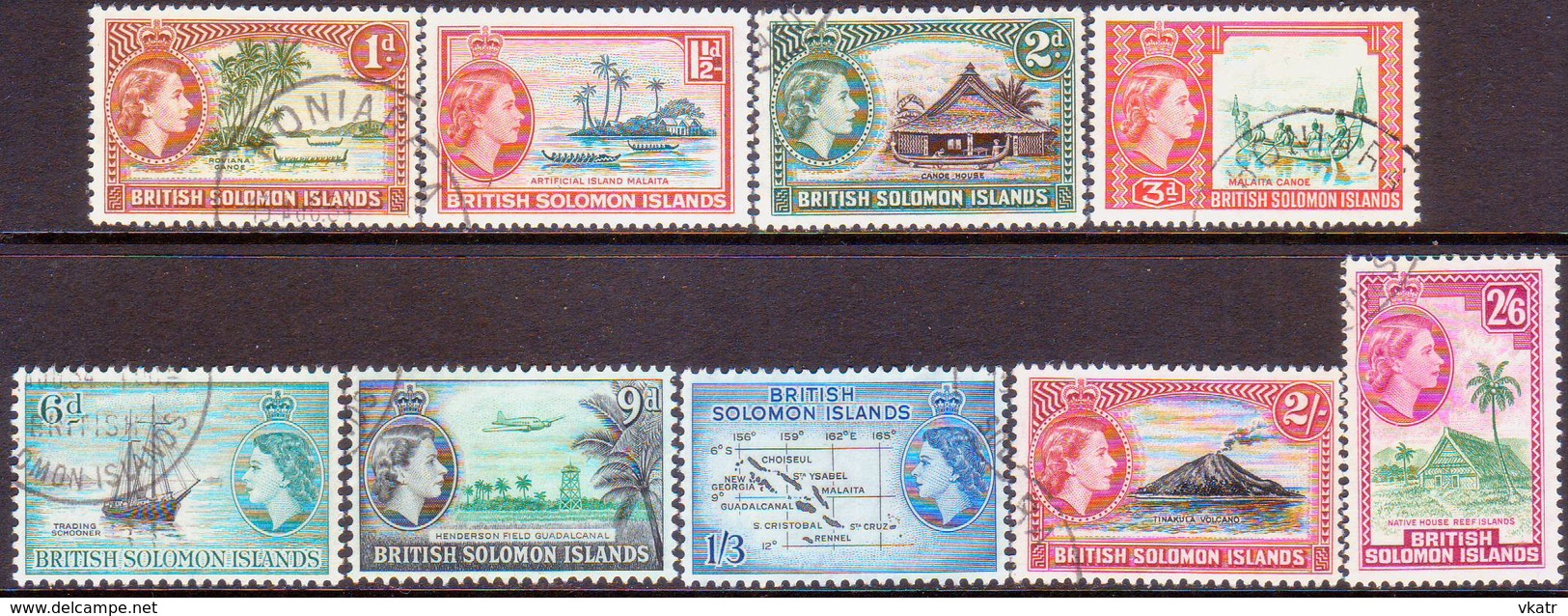 BRITISH SOLOMON ISLANDS 1963-64 SG #103-11 Compl.set Used Wmk Mult.Crown Block CA - Islas Salomón (...-1978)