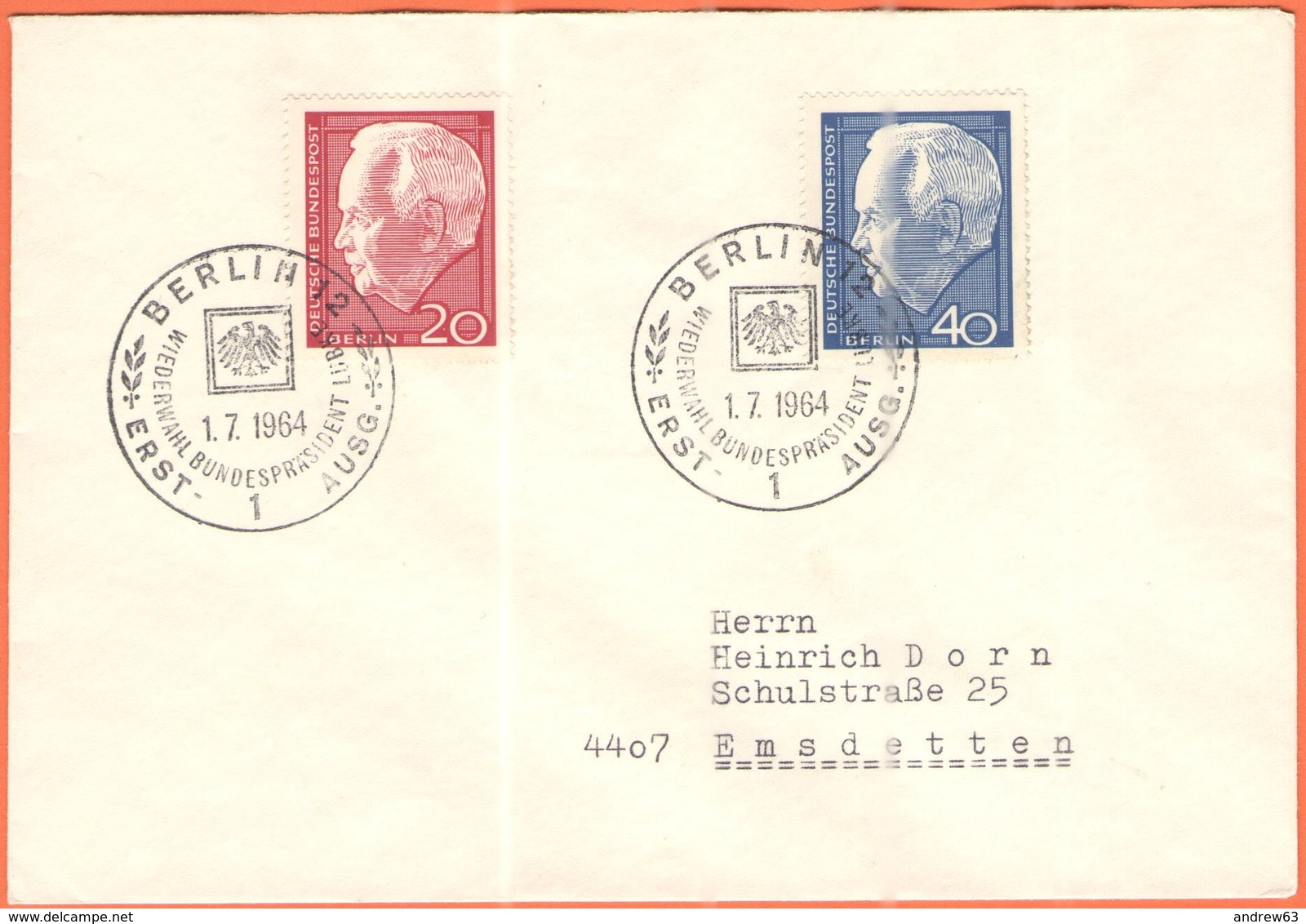 GERMANIA - GERMANY - Deutschland - ALLEMAGNE - 1964 - Bundespräsident Heinrich Lübke - FDC - Berlin - Altri & Non Classificati