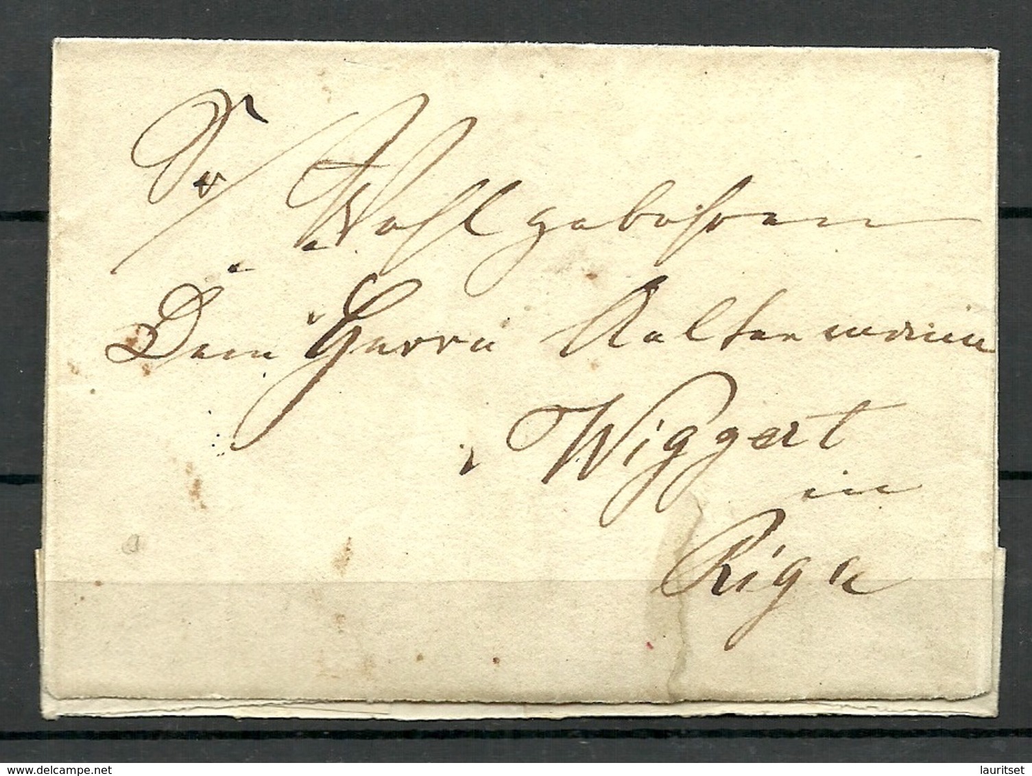 Lettland Latvia 1821 WOLMAR Valmiera Prephilately Cover To Riga - Lettonie