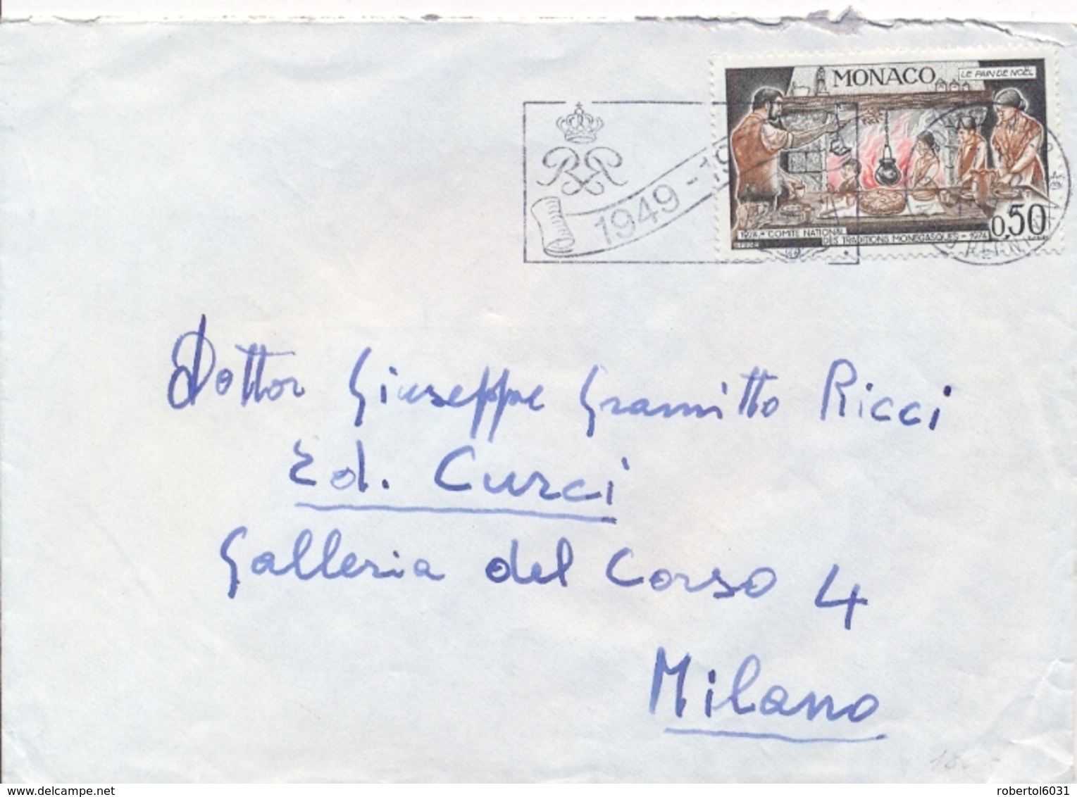 Monaco 1974 Cover To Italy With 0,50 Fr. Monegasque Traditions The Christmas Bread - Natale