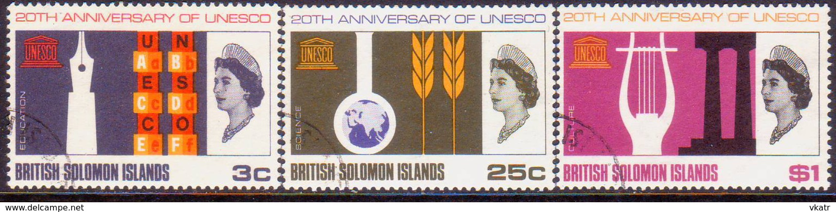 BRITISH SOLOMON ISLANDS 1966 SG #157-59 Compl.set Used UNESCO - British Solomon Islands (...-1978)