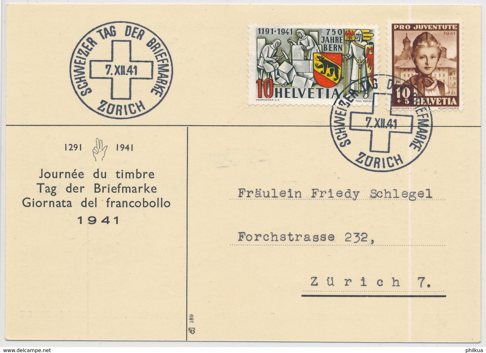 1941 Journée Du Timbre / 1941 Tag Der Briefmarke Zürich - Giornata Del Francobollo