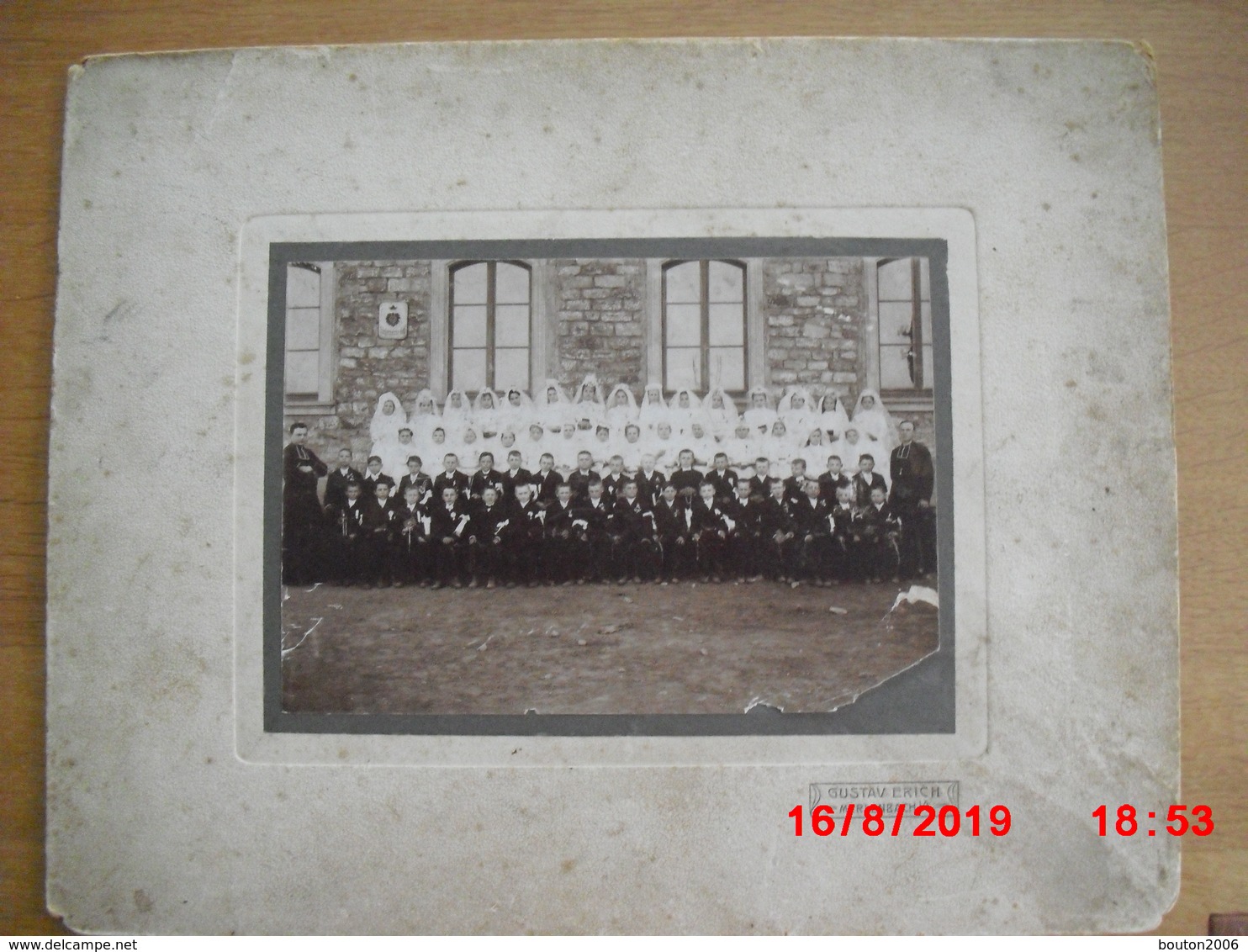 Rare Photo Sur Carton De Communiant à Freyming Merlebach éditeur Gustav Eric Merlenbach Année 189X à Déterminer... - Freyming Merlebach