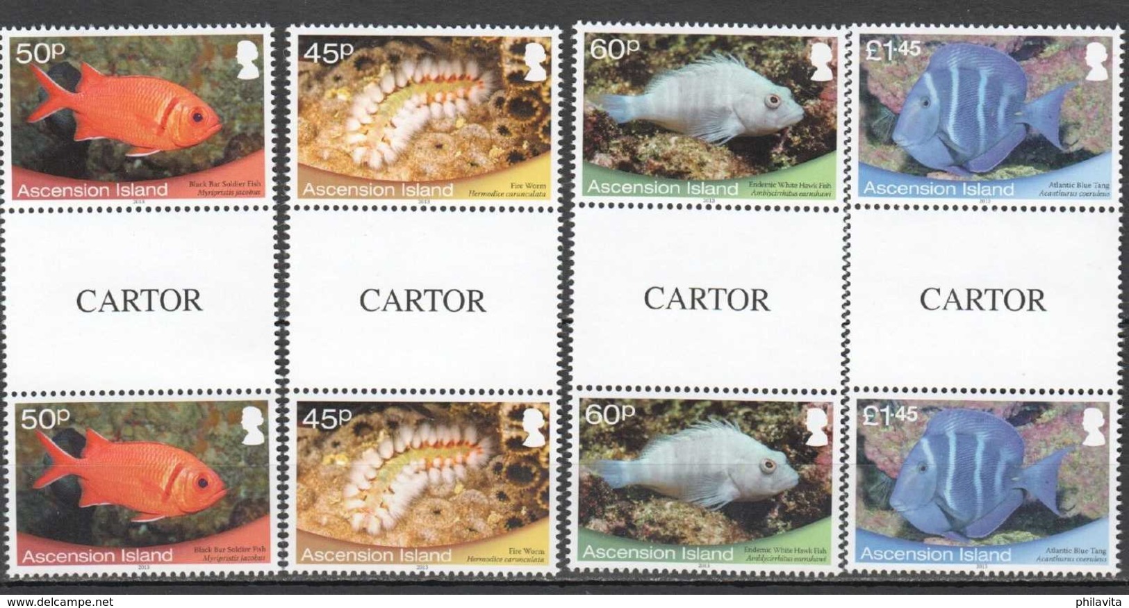 2013 Ascension - SMSG Sea Marine Research Group - Fishes - 2 Sets In Gutter Pairs - MNH** MiNr. 1225 - 1232 (kk) KW 24 M - Ascension