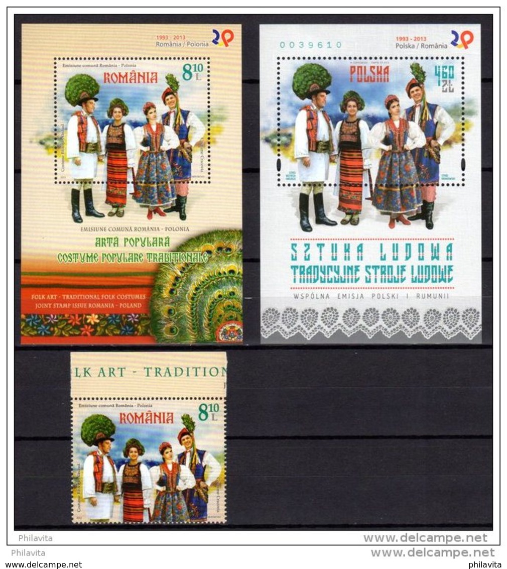 2013 Costumes - Joint Issue Romania - Poland - Full Set - Ms Of Each Country And 1 V From Romania - MNH** - Gemeinschaftsausgaben