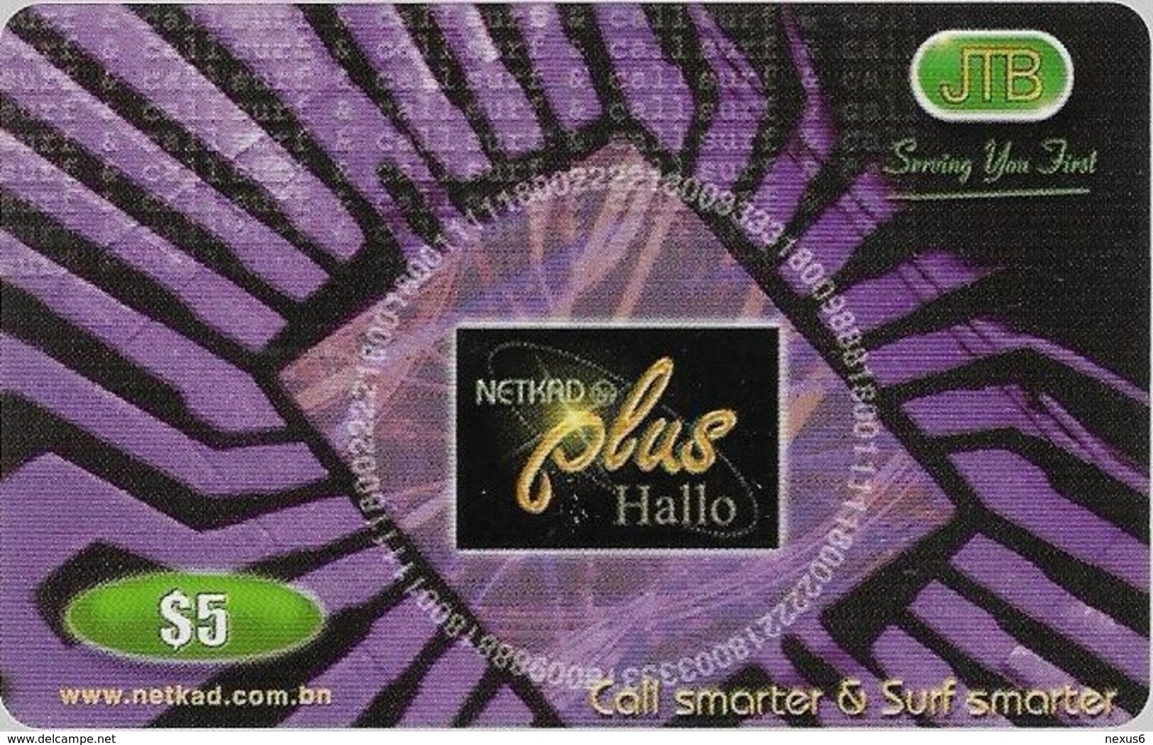 Brunei - JTB - NETKAD Plus (Purple), Call & Surf Smarter, Prepaid 5$, Used - Brunei