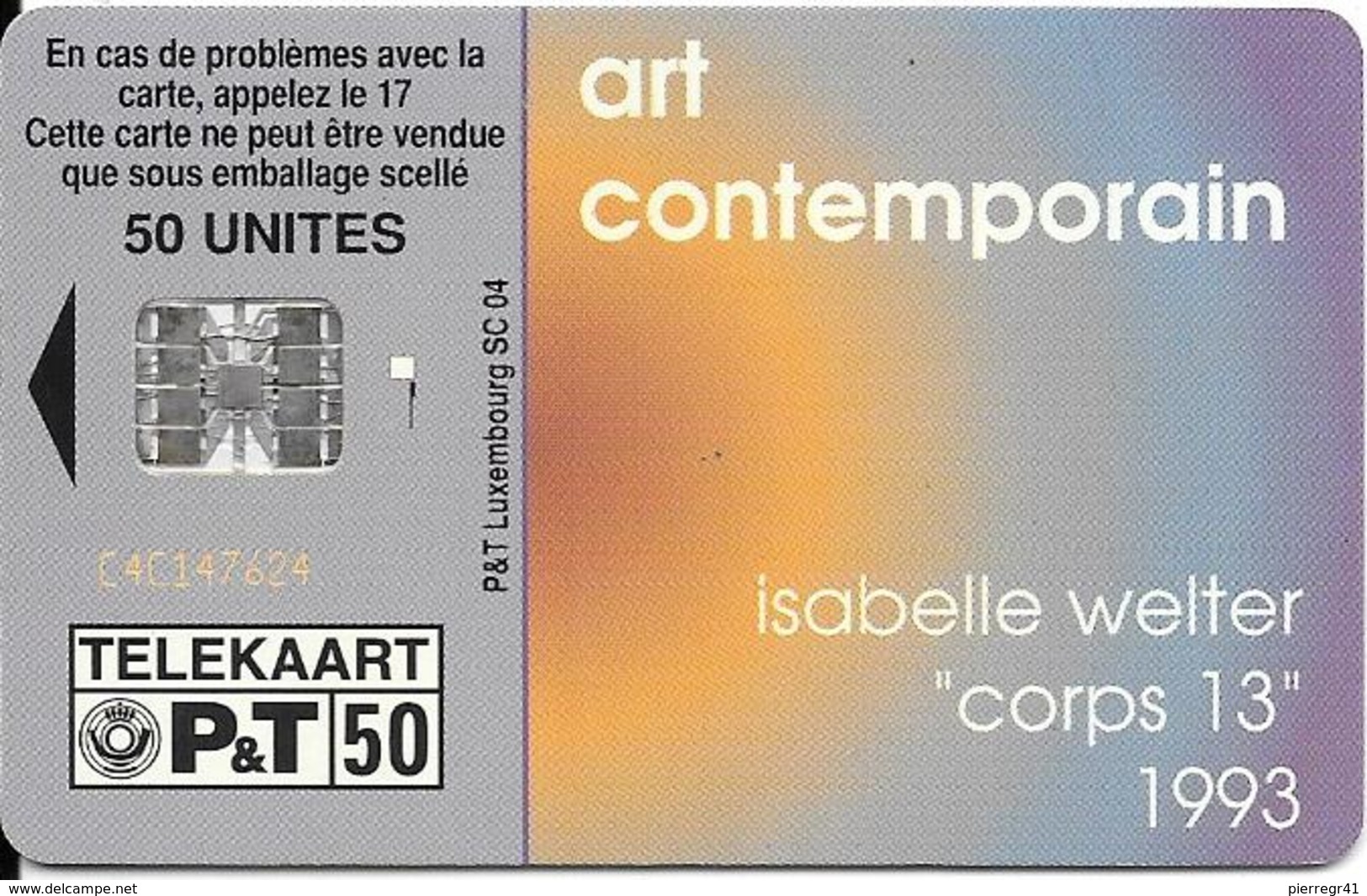 CARTE-PUCE-LUXEMBOURG-50U-SC04-SC7-1993-ART CONTEMPORAIN-1-Isabelle Welter-V° N°C4C147624--TBE - Luxemburg