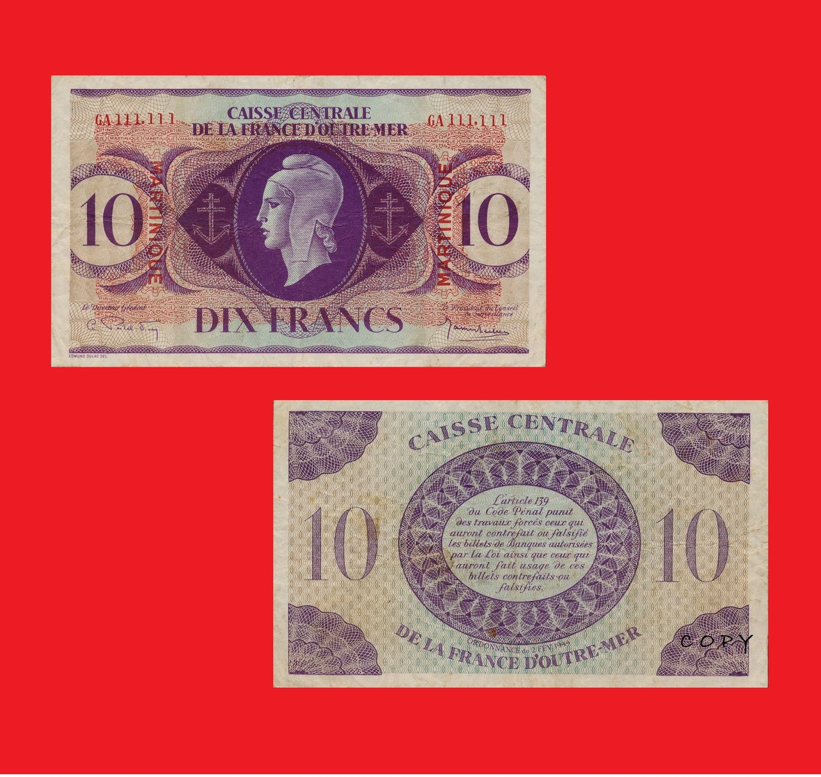 Martinique 10 Francs ND - Autres - Océanie