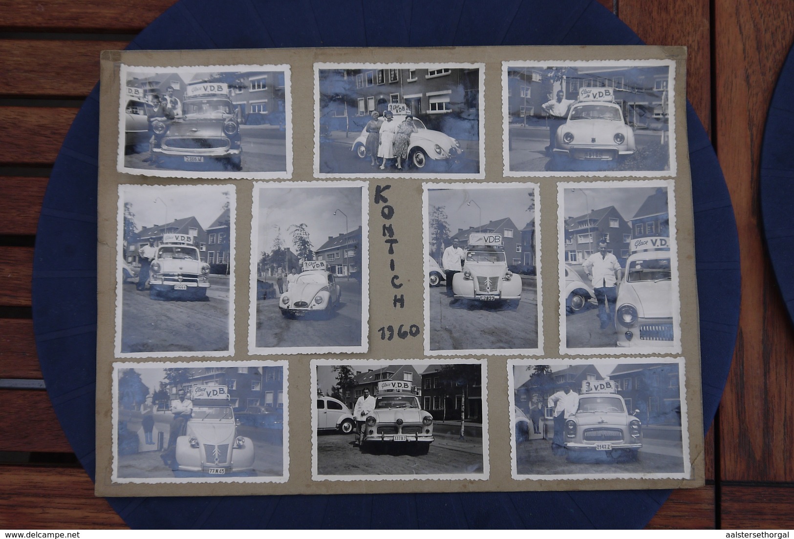 1960 Lot Echte Foto 10 Off Oldtimers Ijskreem Glace VDB Dendermonde Kever Renault  Citroen Opel E.a. Zeldzaam - Automobile