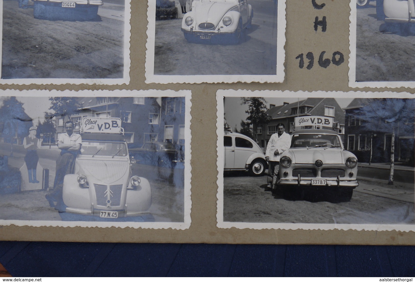 1960 Lot Echte Foto 10 Off Oldtimers Ijskreem Glace VDB Dendermonde Kever Renault  Citroen Opel E.a. Zeldzaam - Automobile