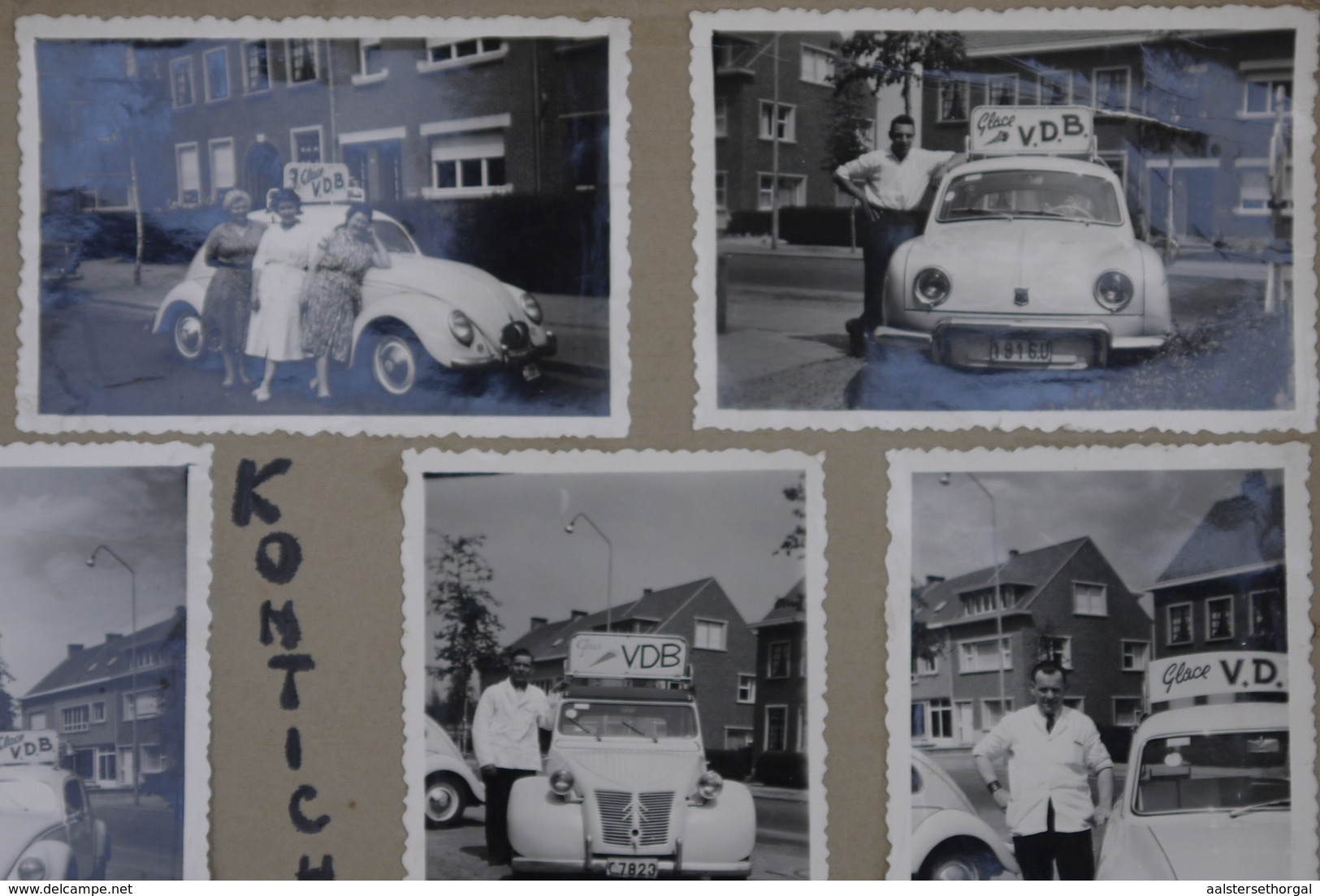 1960 Lot Echte Foto 10 Off Oldtimers Ijskreem Glace VDB Dendermonde Kever Renault  Citroen Opel E.a. Zeldzaam - Automobiles