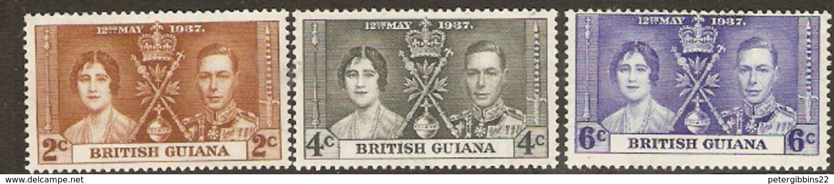 British Guiana  1937  SG  305-7  Coronation   Mounted Mint - British Guiana (...-1966)