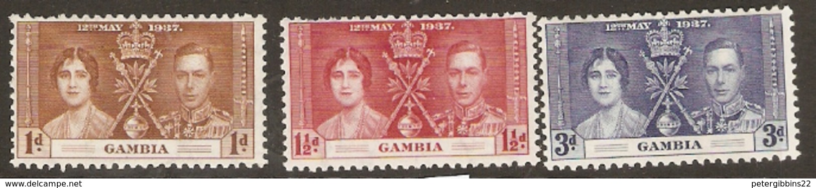 Gambia  1937  SG  147-9  Coronation  Mounted Mint - Gambia (...-1964)