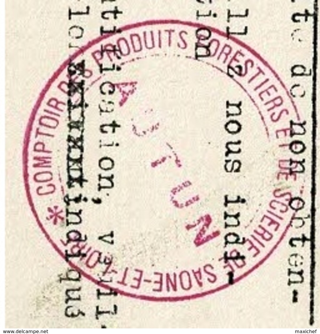 Courrier Imprimé Timbre En 1943, Cachet Intérieur" Comptoir Des Produits Forestiers Et Scieries De Saône & Loire, Autun" - Otros & Sin Clasificación