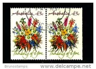 AUSTRALIA - 1990   43c  GREETINGS STAMP   PAIR FROM BOOKLET  FINE USED - Usati