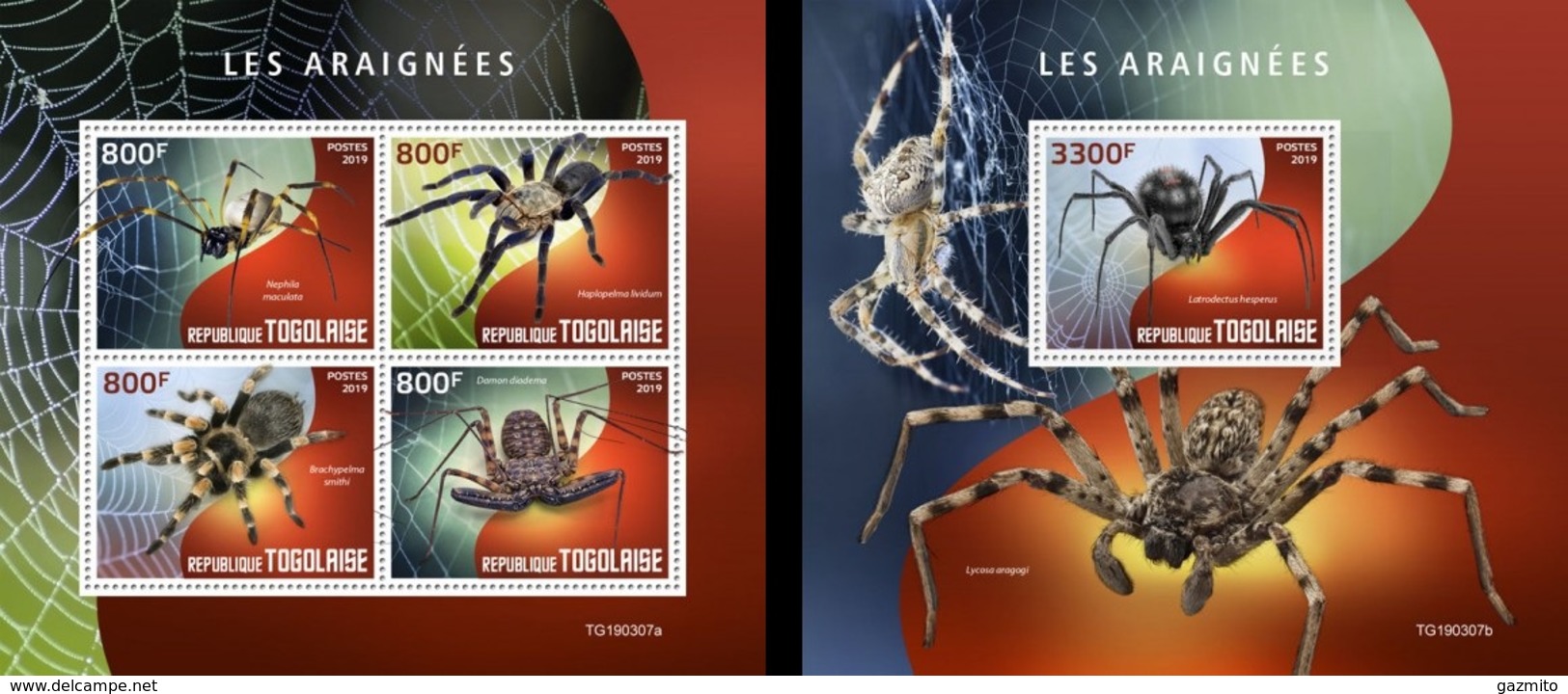 Togo 2019, Animals, Spiders, 4val In BF +BF - Spiders