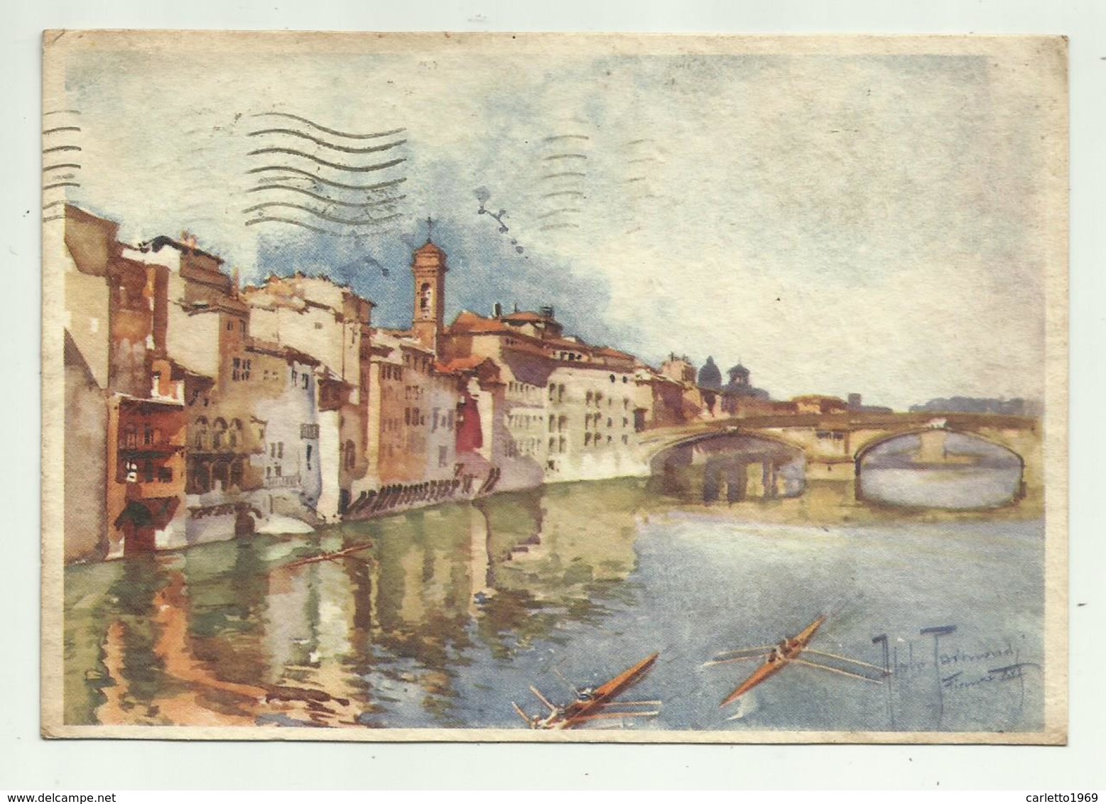 FIRENZE - UNA VEDUTA DELL'ARNO COL PONTE S.TRINITA' VIAGGIATA FG - Firenze