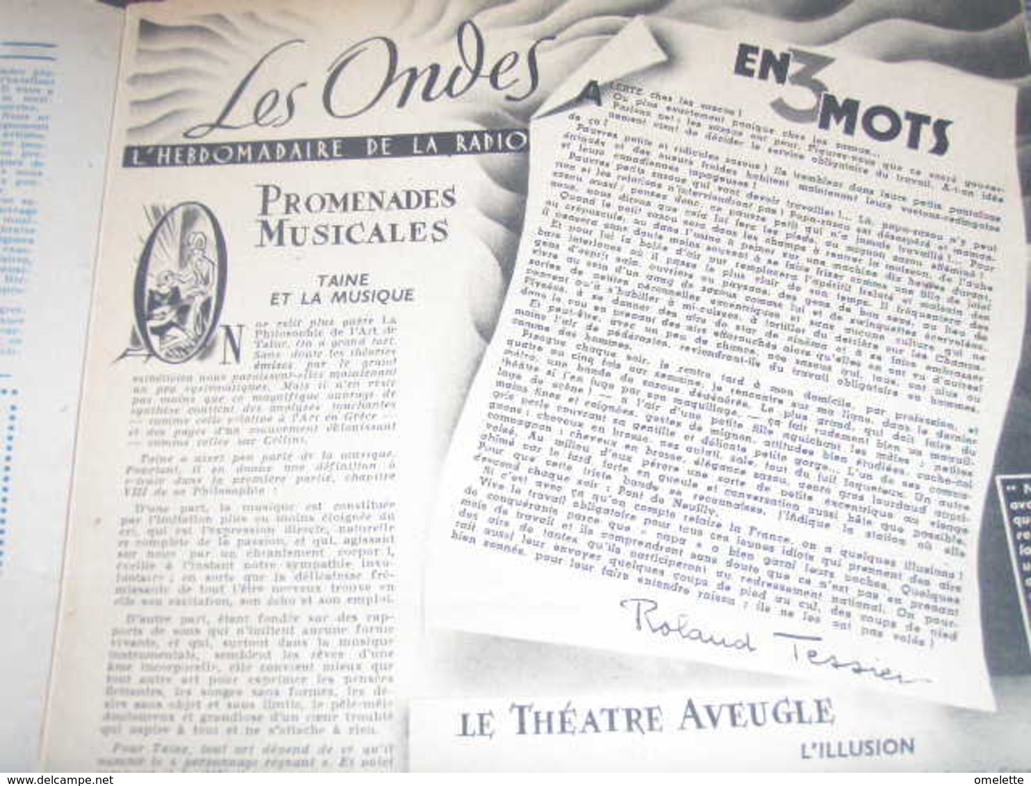 ONDES RADIO PARIS/GERMAINE CORNEY /COLLABORATION TESSIER /ANDRE GUICHOT /GEORGIUS /SPECTACLES/LOTERIE PEYNET - 1900 - 1949