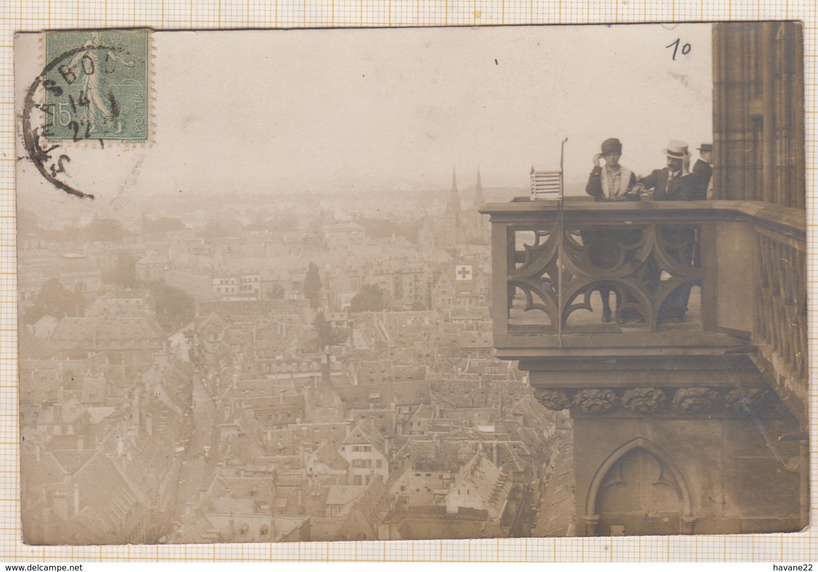 9AL1790 CARTE PHOTO PERSONNAGES AU BALCON STRASBOURG 1919 POUR MR VOREUX ROUBAIX 2 SCANS - Photographie