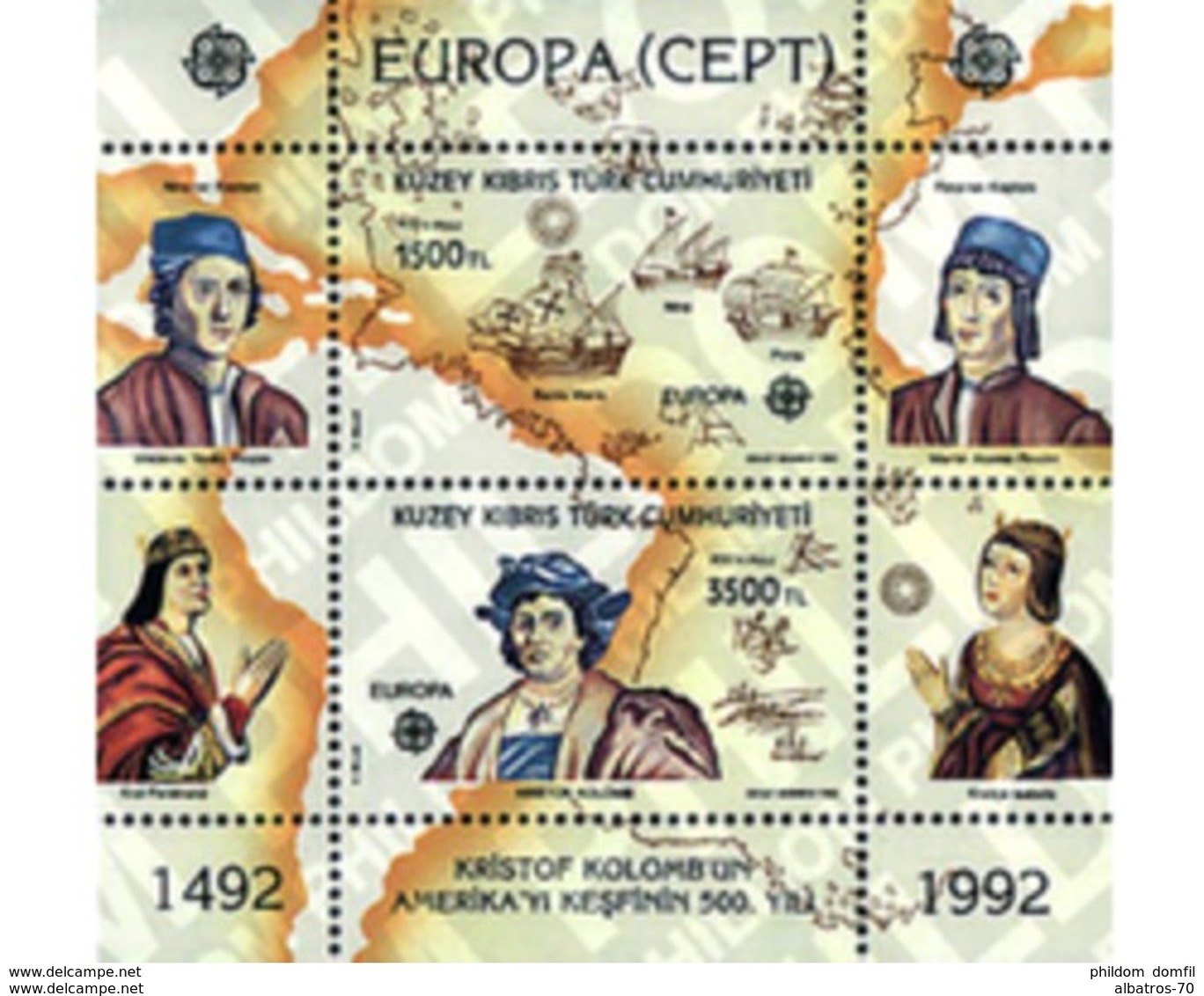 Turkish Cyprus 1992 _ Europe C.E.P.T - Discovery Of America _ Minisheet - MNH ** - Nuovi