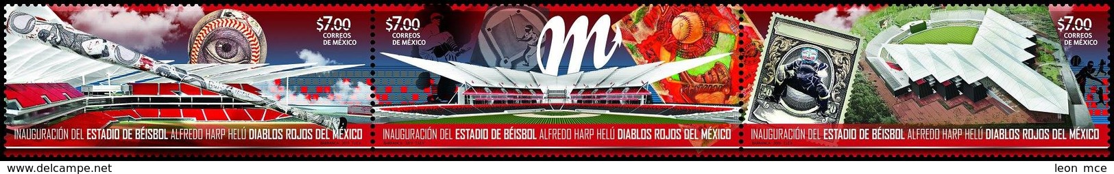 2019 MÉXICO  Estadio Béisbol Alfredo Harp Helú, Diablos Rojos Del México, SET MNH BASEBALL STADIUM, ARCHITECTURE, SPORTS - Mexico