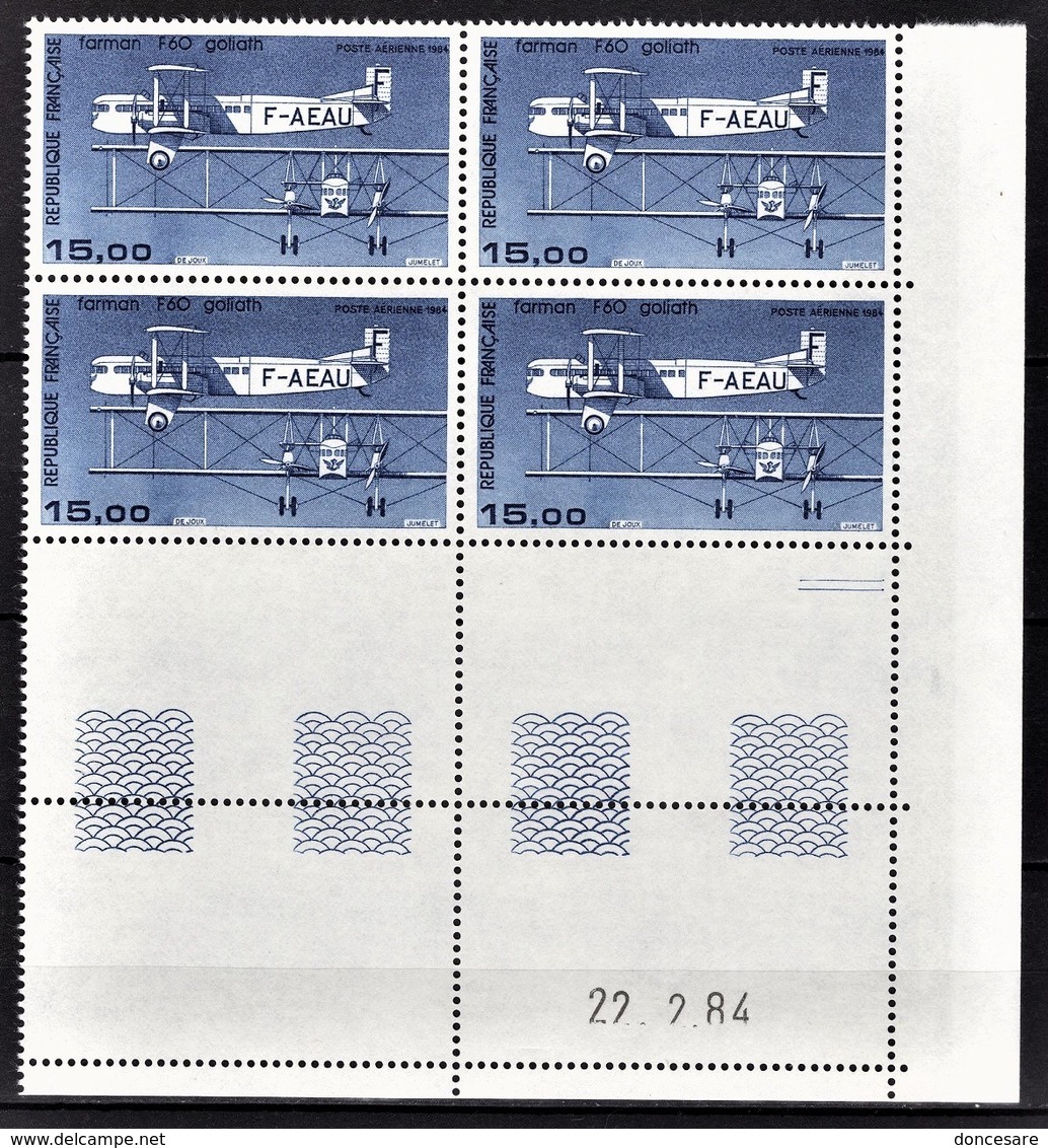 FRANCE  1980 / 1987 - BLOC DE 4 TP / Y.T. N° 57 - NEUFS** COIN DE FEUILLE / DATE - Poste Aérienne