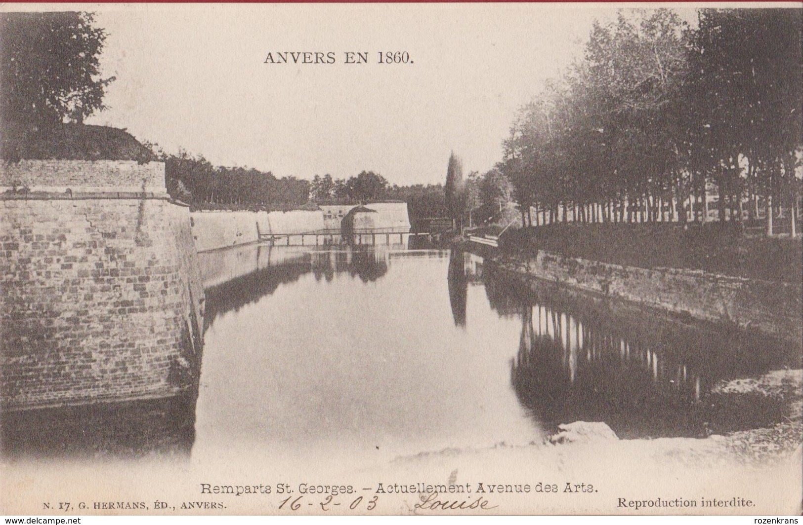 Spaanse Omwalling Anvers En 1860 Remparts St Georges Actuellement Avenue Des Arts (In Zeer Goede Staat) 1903 - Antwerpen